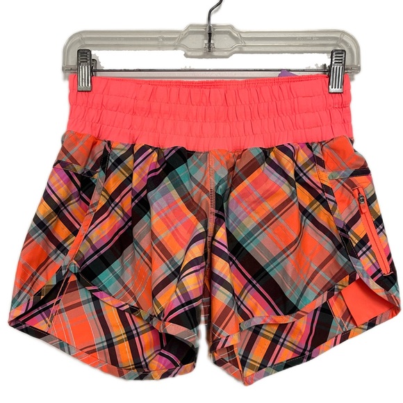lululemon athletica Pants - Lululemon 6 S/M Tracker Active Short II Neon Rad Plaid Rare